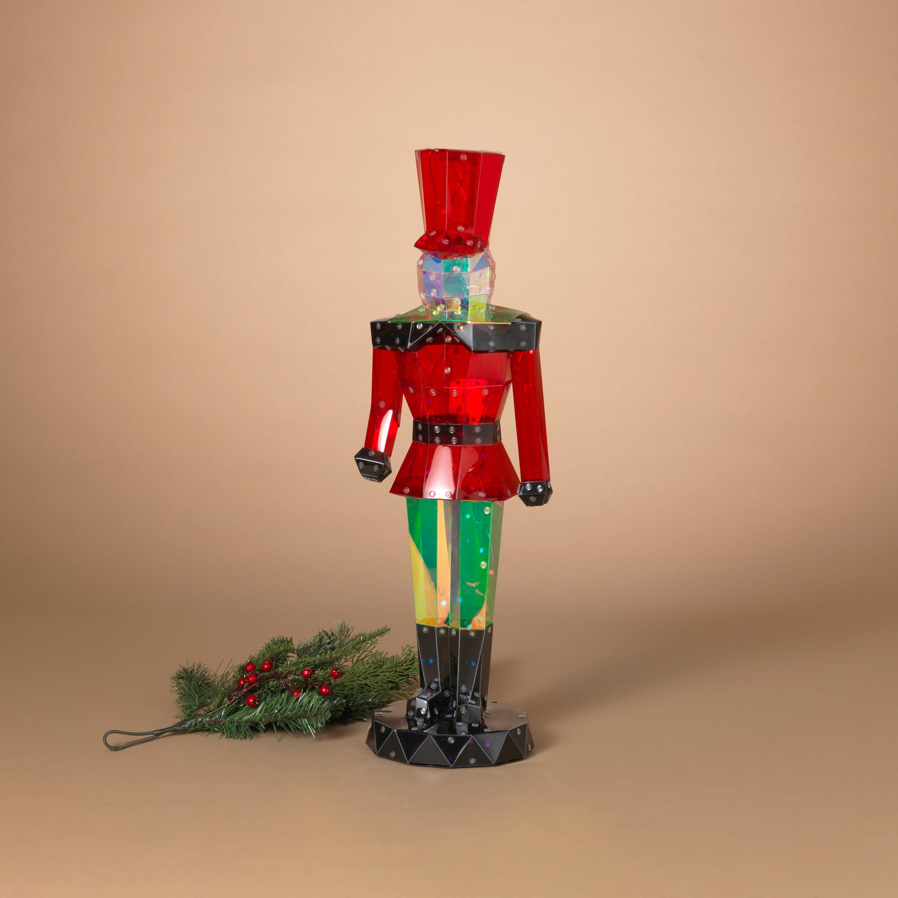Illuminated 25.6 in H USB Electric RGB Lighted Holographic Holiday Nutcracker